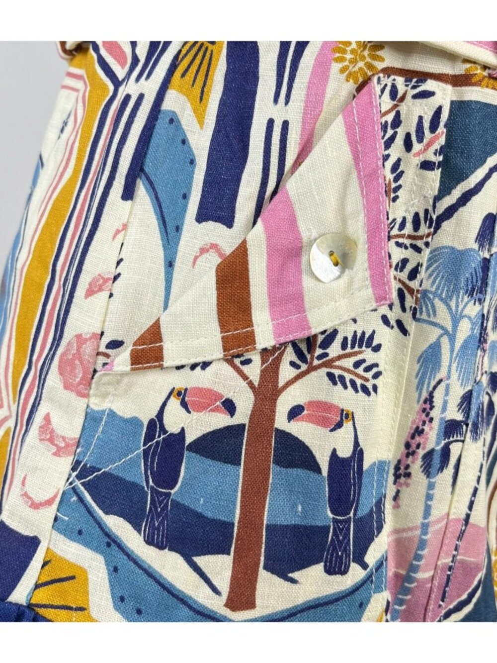 FARM Rio Multicolor Printed Mini Dress — Blue, Pink, Cream, Gold - Picture 11 of 16